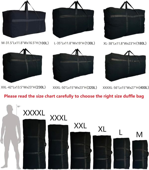 Extra Large Storage Duffle Bag for Travel, Black Oversized Giant Big Traveling Duffle Bag - Image 2