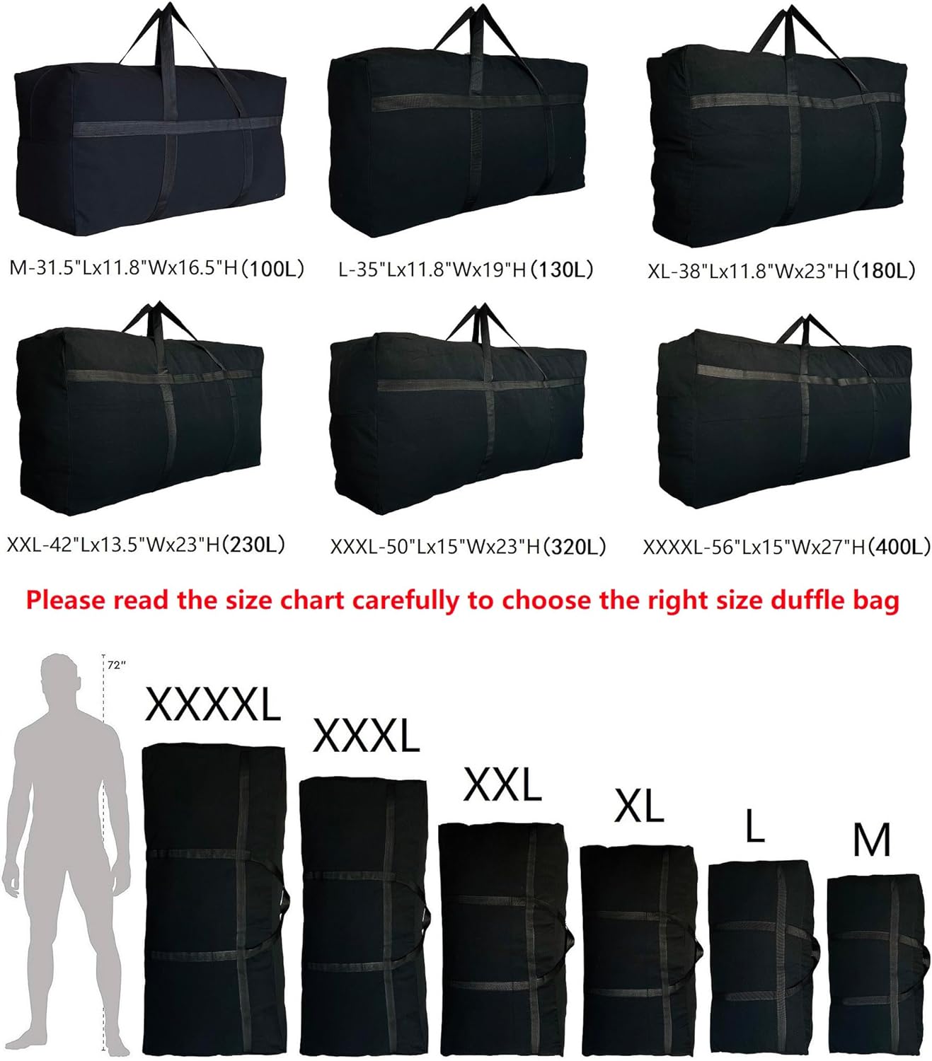 Extra Large Storage Duffle Bag for Travel, Black Oversized Giant Big Traveling Duffle Bag - Image 2