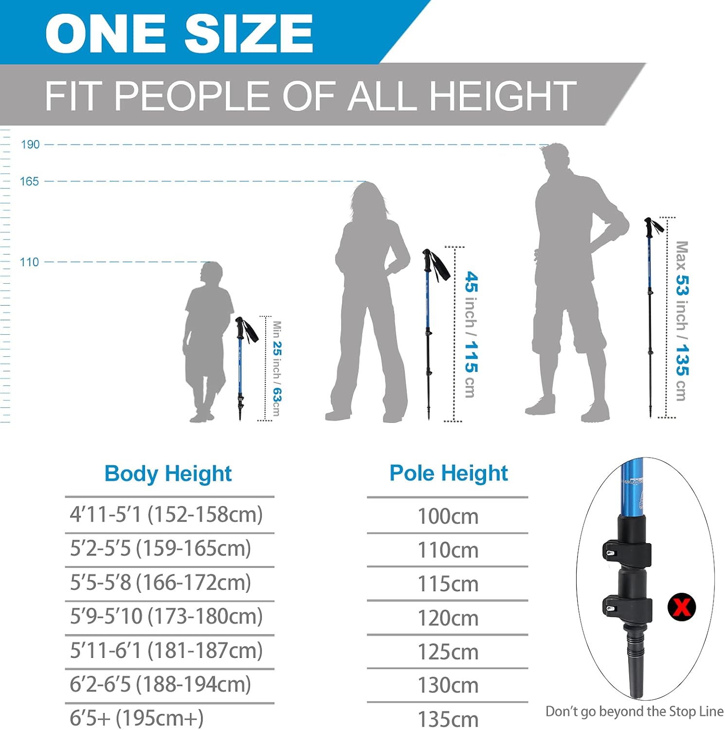 Trekking Hiking Poles Aluminum Hiking Walking Sticks with Quick Adjustable Locks - Comfort Handle - Padded Strap - Snow Baskets Attached-Suitable for Hiking, Walking - Image 7