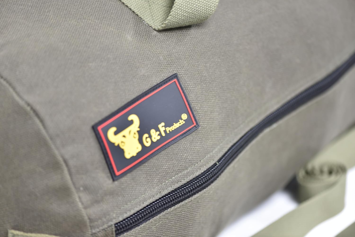 Waxed Canvas All Purpose Military Style Duffle Bag, Water-Resistant, Adjustable Strap, Fully Lined, Double Zipper Closure, heavy Duty, Olive Green - Image 4